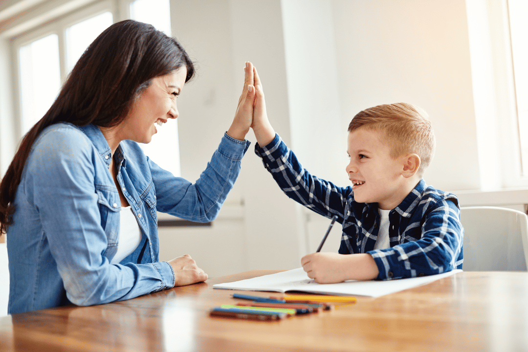 confident child learning with support