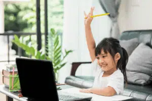 Student attending Whiz Kidz online tutoring session