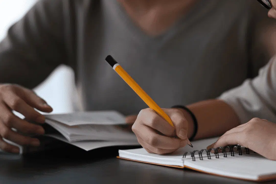 writing practice answers during one on one test prep tutoring lesson